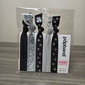 Popband Hair Ties Kate Collection New Black Silver Stars Shimmery Set